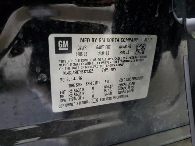 KL4CJASB7HB124372 - 2017 BUICK ENCORE PREFERRED BLACK photo 13