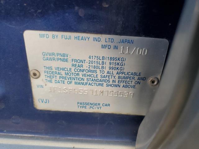 JF1SF65571H755539 - 2001 SUBARU FORESTER S BLUE photo 13
