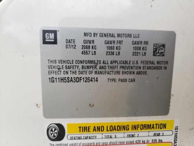 1G11H5SA3DF126414 - 2013 CHEVROLET MALIBU LTZ 白色 照片 12