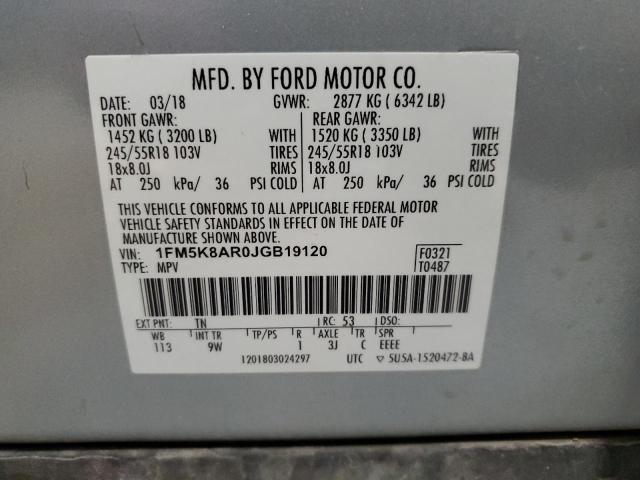 1FM5K8AR0JGB19120 - 2018 FORD EXPLORER POLICE INTERCEPTOR SILVER photo 13