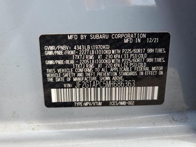 JF2GTAPC5MH686363 - 2021 SUBARU CROSSTREK PREMIUM BLUE photo 13