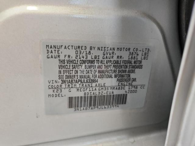 3N1AB7AP9JL633994 - 2018 NISSAN SENTRA S 银色 照片 13