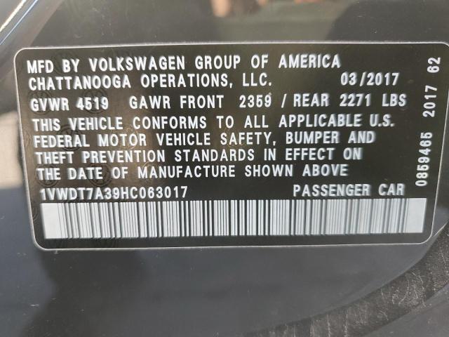 1VWDT7A39HC063017 - 2017 VOLKSWAGEN PASSAT R-LINE Boz foto 13