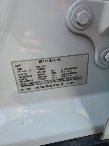 5YJYGDEE8MF276749 - 2021 TESLA MODEL Y Weiß Foto 13
