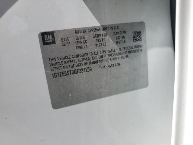 1G1ZE5ST3GF231259 - 2016 CHEVROLET MALIBU LT WHITE photo 13