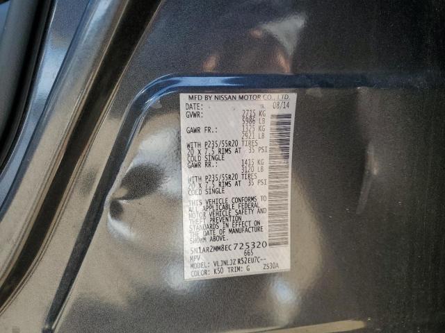 5N1AR2MM8EC725320 - 2014 NISSAN PATHFINDER S GRAY photo 13