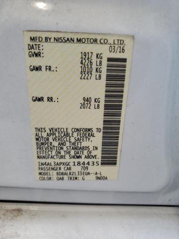 1N4AL3APXGC184435 - 2016 NISSAN ALTIMA 2.5 WHITE photo 12