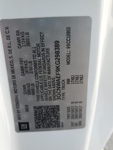 3GCNWAEF9KG298389 - 2019 CHEVROLET SILVERADO C1500 Beyaz fotoğraf 12