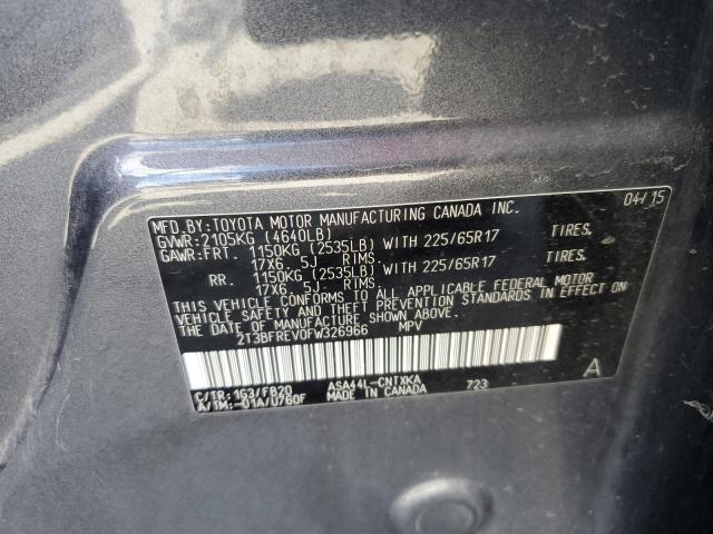 2T3BFREV0FW326966 - 2015 TOYOTA RAV4 LE GRAY photo 13