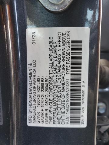 1HGCY1F22PA004321 - 2023 HONDA ACCORD LX GRAY photo 12