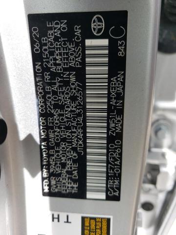 JTDKARFU4L3126577 - 2020 TOYOTA PRIUS L SILVER photo 12