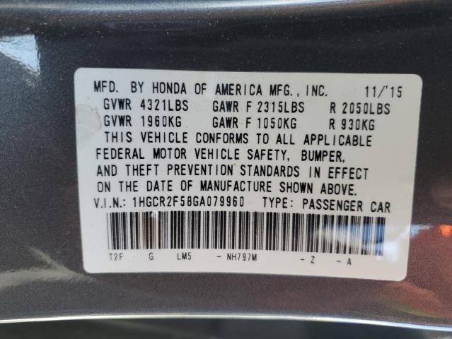 1HGCR2F58GA079960 - 2016 HONDA ACCORD SPORT GRAY photo 13