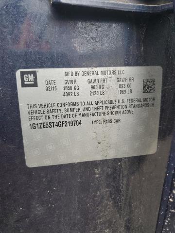 1G1ZE5ST4GF219704 - 2016 CHEVROLET MALIBU LT BLUE photo 12