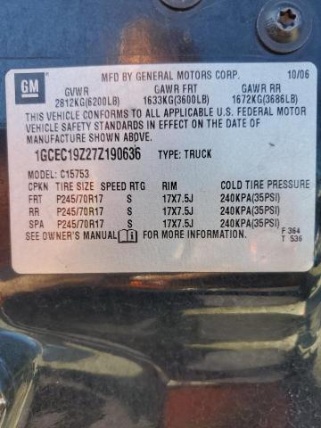 1GCEC19Z27Z190636 - 2007 CHEVROLET SILVERADO C1500 CLASSIC BLACK photo 12