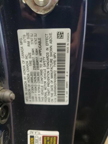 2HKRW6H37KH206672 - 2019 HONDA CR-V LX BLUE photo 12