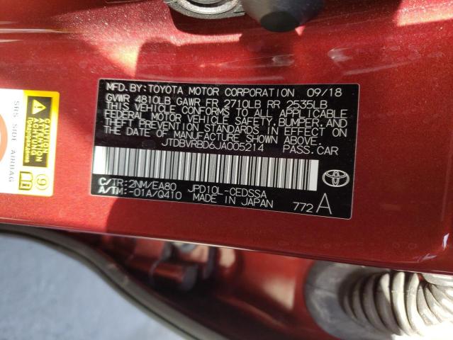 JTDBVRBD6JA005214 - 2018 TOYOTA MIRAI 勃艮第红 照片 12