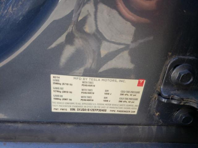 5YJSA1S12EFP30468 - 2014 TESLA MODEL S Boz foto 12