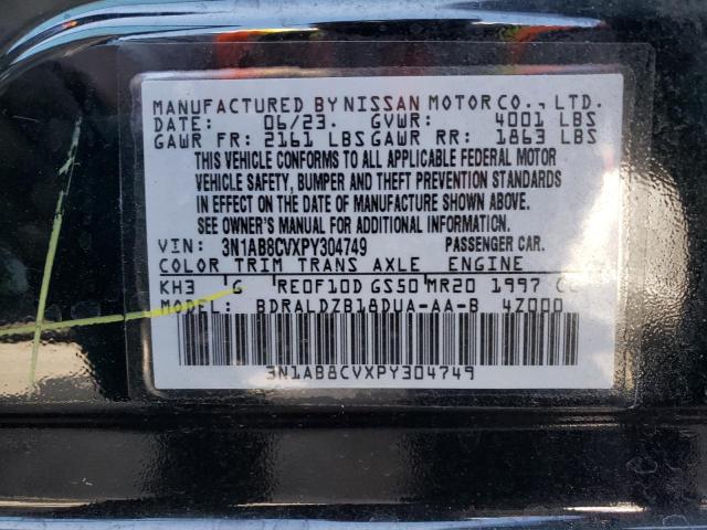 3N1AB8CVXPY304749 - 2023 NISSAN SENTRA SV BLACK photo 12