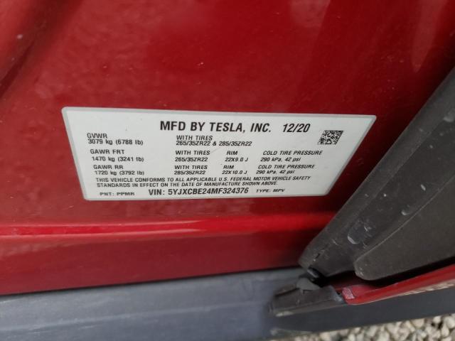 5YJXCBE24MF324376 - 2021 TESLA MODEL X RED photo 13