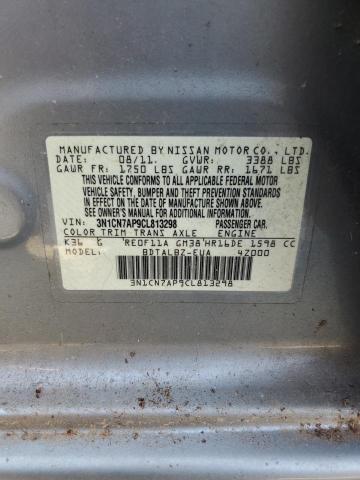 3N1CN7AP9CL813298 - 2012 NISSAN VERSA S GRAY photo 12