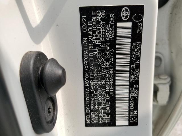 JTDEPMAE8MJ174773 - 2021 TOYOTA COROLLA LE 白色 照片 12