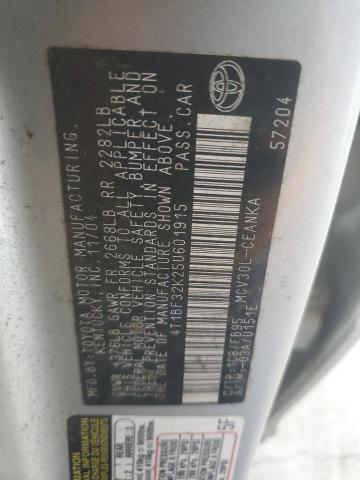 4T1BF32K25U601915 - 2005 TOYOTA CAMRY LE SILVER photo 12