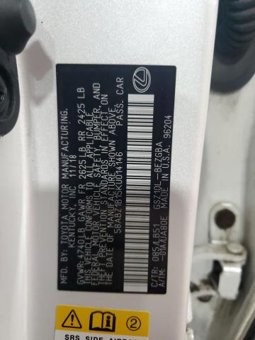 58ABZ1B15KU014146 - 2019 LEXUS ES 350 WHITE photo 12