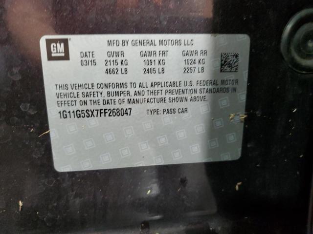 1G11G5SX7FF268047 - 2015 CHEVROLET MALIBU LTZ იასამნისფერი ფოტო 12