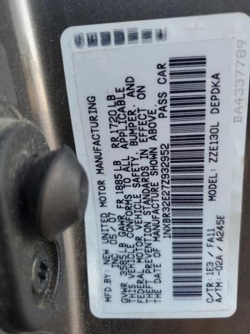 1NXBR32E27Z932952 - 2007 TOYOTA COROLLA CE GRAY photo 12