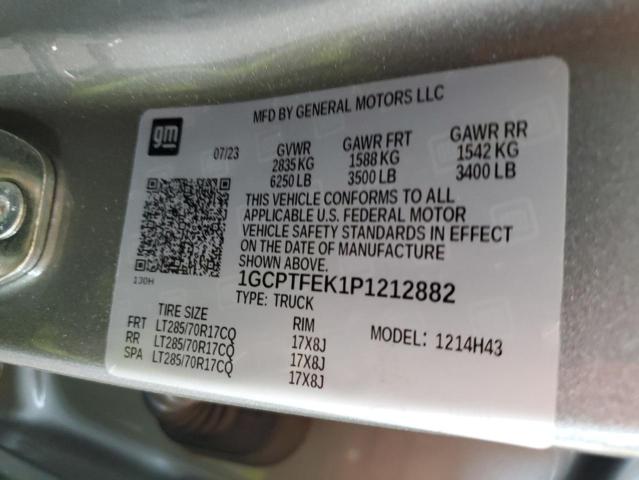 1GCPTFEK1P1212882 - 2023 CHEVROLET COLORADO ZR2 GRAY photo 12