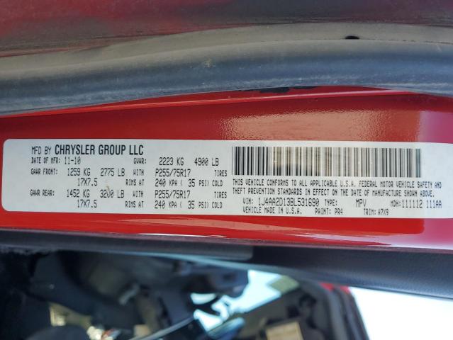 1J4AA2D13BL531690 - 2011 JEEP WRANGLER SPORT RED photo 12