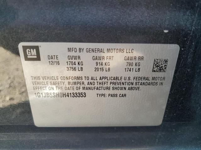 1G1JB5SH0H4133353 - 2017 CHEVROLET SONIC LS CHARCOAL photo 12