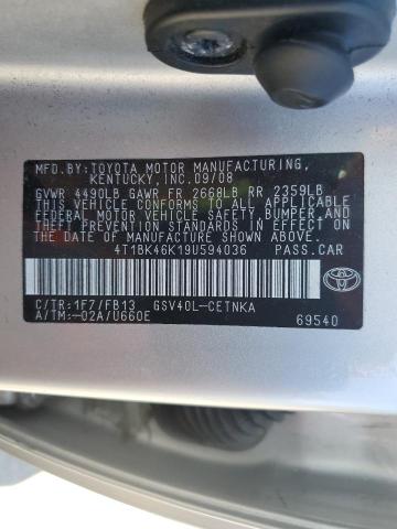 4T1BK46K19U594036 - 2009 TOYOTA CAMRY SE SILVER photo 12