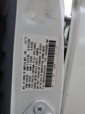 1HGCP2F40CA042943 - 2012 HONDA ACCORD LXP WHITE photo 12