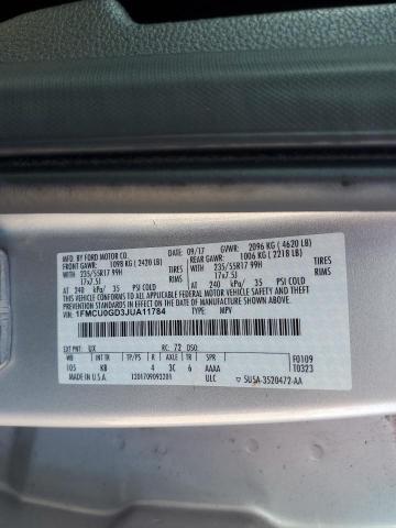 1FMCU0GD3JUA11784 - 2018 FORD ESCAPE SE 银色 照片 13