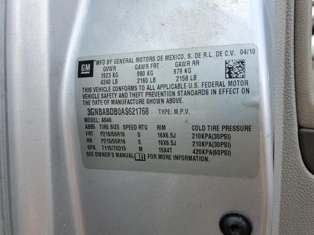 3GNBABDB0AS621768 - 2010 CHEVROLET HHR LT ვერცხლისფერი ფოტო 13