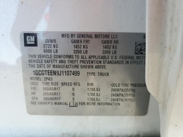 1GCGTEEN9J1107499 - 2018 CHEVROLET COLORADO ZR2 WHITE photo 12