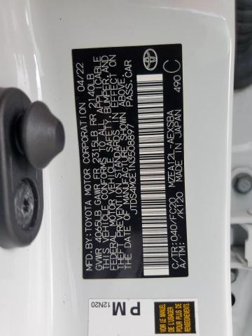JTDS4MCE1N3508897 - 2022 TOYOTA COROLLA SE WHITE photo 12