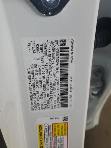 2HGFE4F83SH315679 - 2025 HONDA CIVIC SPORT Ақ фото 13