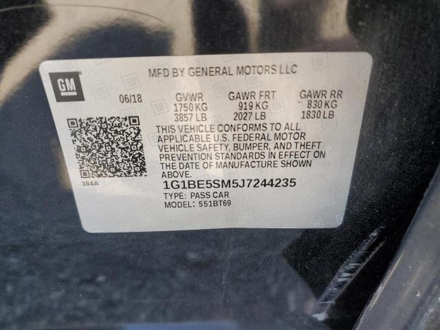 1G1BE5SM5J7244235 - 2018 CHEVROLET CRUZE LT 黑色 照片 12