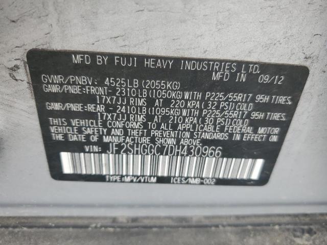 JF2SHGGC7DH430966 - 2013 SUBARU FORESTER TOURING 银色 照片 12