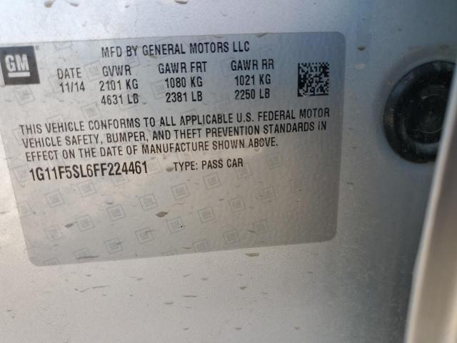 1G11F5SL6FF224461 - 2015 CHEVROLET MALIBU LTZ ვერცხლისფერი ფოტო 12