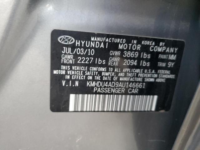 KMHDU4AD9AU146661 - 2010 HYUNDAI ELANTRA BLUE GRAY photo 12