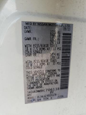 5N1AR2MN9FC706138 - 2015 NISSAN PATHFINDER S 白色 照片 13