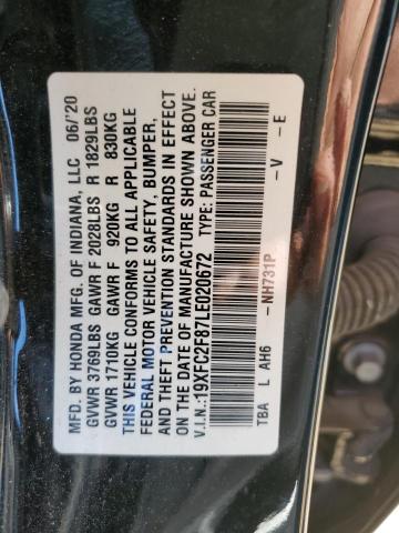 19XFC2F87LE020672 - 2020 HONDA CIVIC SPORT შავი ფოტო 13