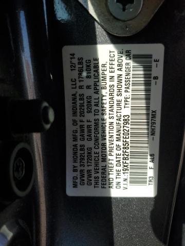 19XFB2F85FE027983 - 2015 HONDA CIVIC EX CHARCOAL photo 12