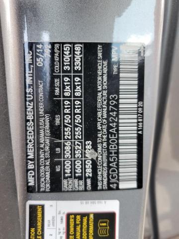 4JGDA5HB0EA424793 - 2014 MERCEDES-BENZ ML 350 4MATIC GRAY photo 13