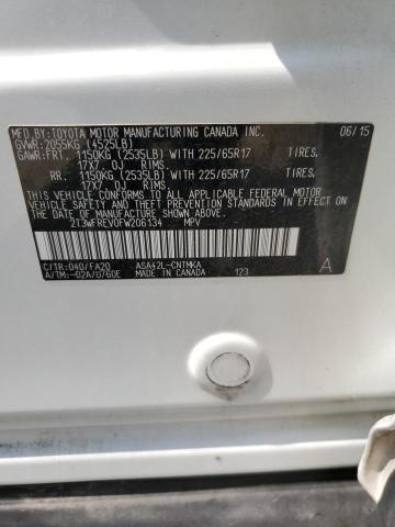 2T3WFREV0FW206134 - 2015 TOYOTA RAV4 XLE WHITE photo 13