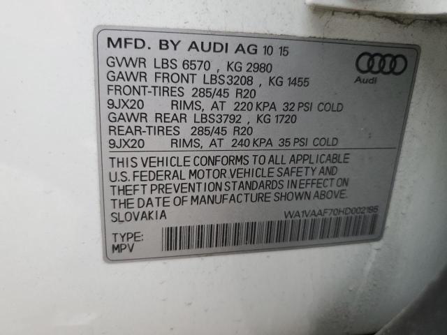 WA1VAAF70HD002195 - 2017 AUDI Q7 PRESTIGE GRAY photo 13