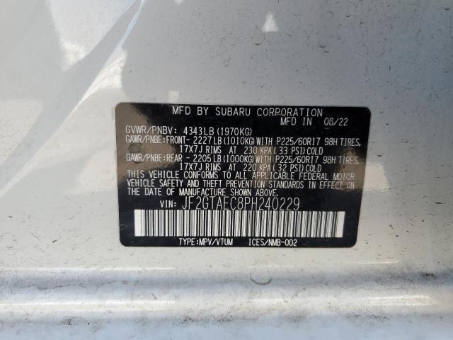 JF2GTAEC8PH240229 - 2023 SUBARU CROSSTREK PREMIUM 白色 照片 14